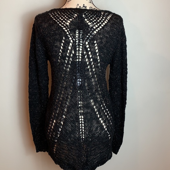 Elan Hi Lo Metallic Sweater With Open Knit Back NEW! - Picture 1 of 7
